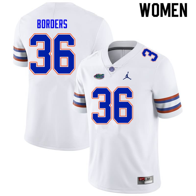 NCAA Florida Gators Chief Borders Women's #36 Nike White Stitched Authentic College Football Jersey JFB7764MW